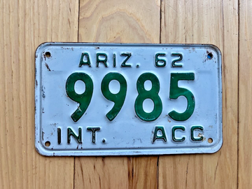 1962 Arizona INT ACC License Plate