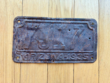 1935 Arizona Apache County License Plate- MVD YOM Clear