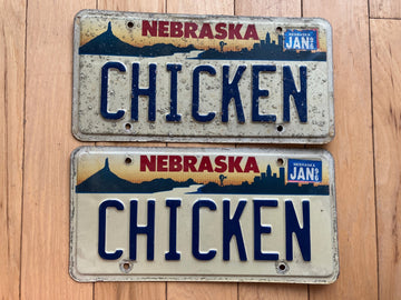 Pair Of 1996 Nebraska Vanity License Plates - CHICKEN