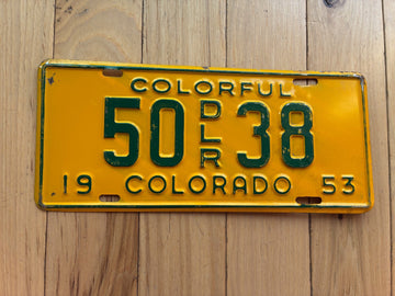1953 Colorado Dealer License Plate