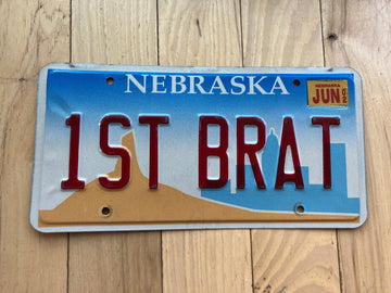 2002 Nebraska Vanity License Plate - 1ST BRAT