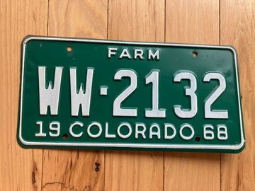 1968 Colorado Farm License Plate