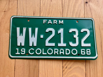 1968 Colorado Farm License Plate