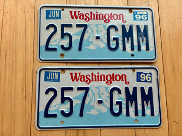 1996 Pair of Washington State License Plates - Check With DOL First For YOM