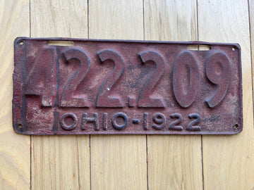 1922 Ohio License Plate