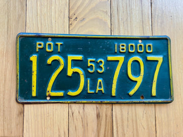 1953 Louisiana POT License Plate