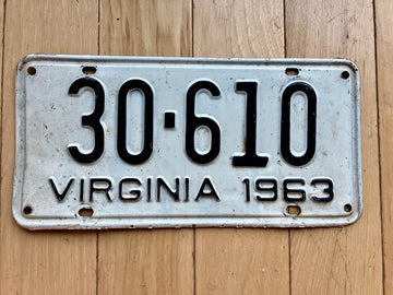 1963 Virginia License Plate