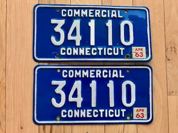Pair of 1963 Connecticut Commercial License Plates