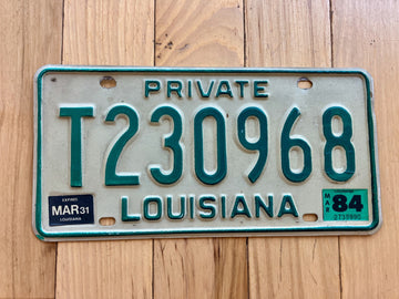 1984 Louisiana Private License Plate