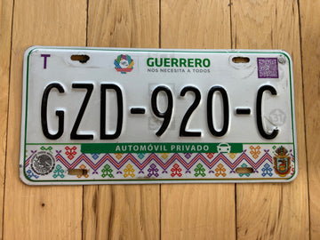 2016 Guerrero Mexico License Plate
