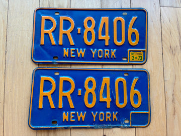 Pair of 1973 New York License Plates