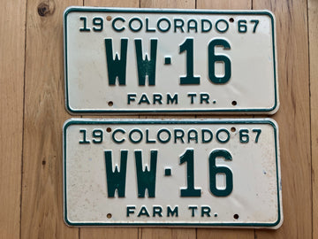 Pair of 1967 Colorado Farm Tractor License Plates