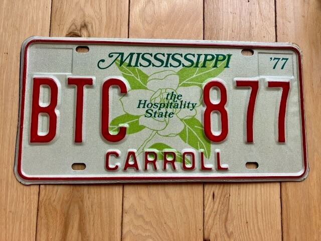 1977 Mississippi Carroll County License Plate