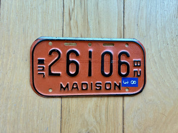 1982 Madison Wisconsin Bicycle License Plate
