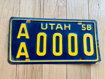 1958 Utah Sample License Plate