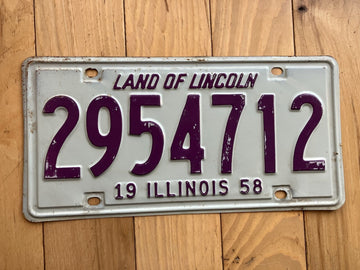 1958 Illinois License Plate