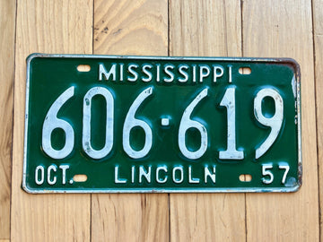 1957 Mississippi Lincoln County License Plate