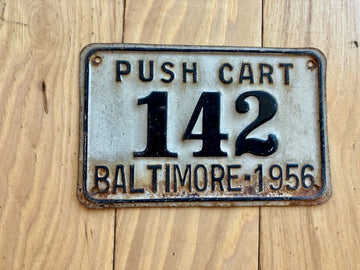 1956 Baltimore Maryland Push Cart License Plate