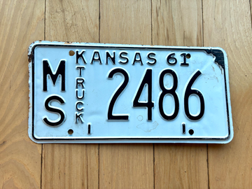 1961 Kansas Truck License Plate