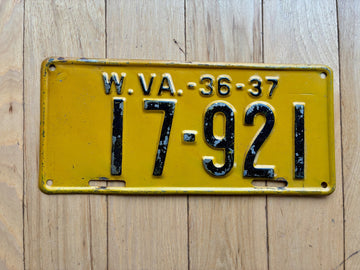 1936 1937 West Virginia License Plate