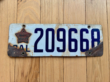1919 California License Plate