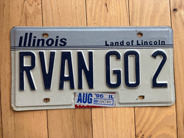 1996 Illinois Vanity License Plate - RVAN GO 2