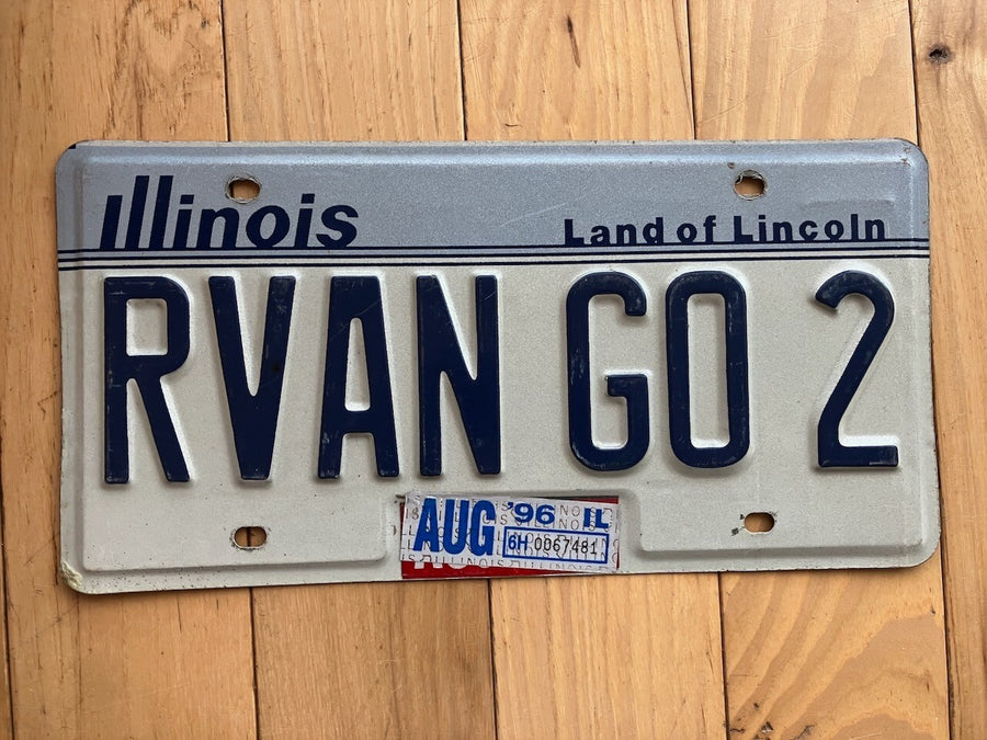 1996 Illinois Vanity License Plate - RVAN GO 2