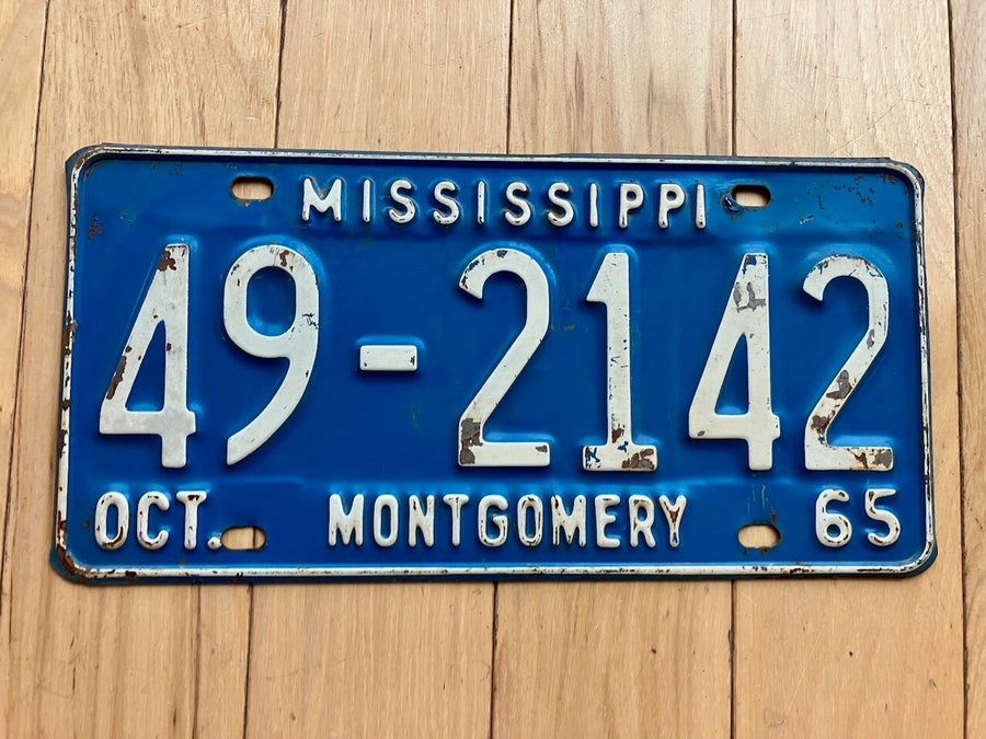 1965 Mississippi Montgomery County License Plate