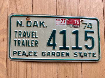 1974 North Dakota Travel Trailer License Plate