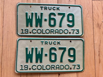 Pair of 1973 Colorado Truck License Plates