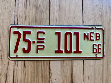 1966 Nebraska Cabin Permit License Plate