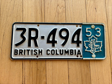 1953 British Columbia License Plate