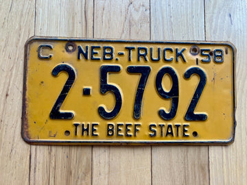 1958 Nebraska Truck License Plate