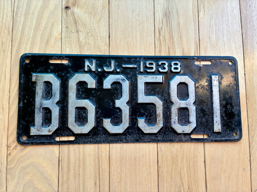 1938 New Jersey License Plate