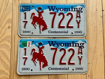 Pair of 1993 Wyoming License Plates