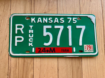 1975 Kansas Truck License Plate W/ 1979 Tabs