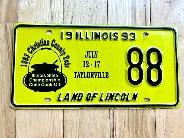 1993 Illinois Christian County Fiar Special Event License Plate - Number 88