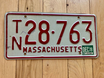 1978 Massachusetts Trailer License Plate
