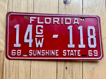 1968 1969 Florida License Plate - Numbers YOM Clear
