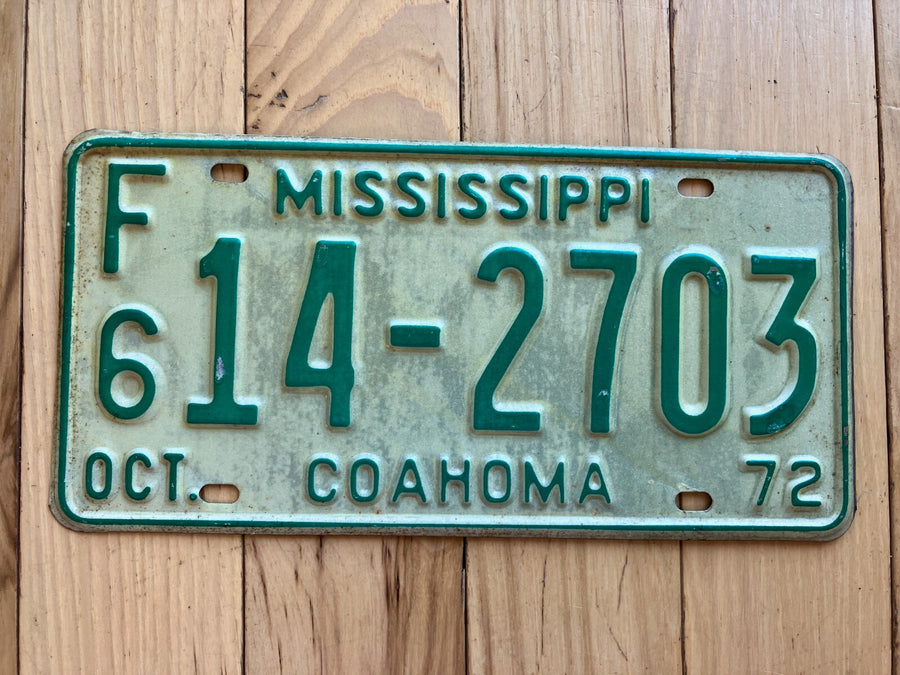1972 Mississippi Coahoma County License Plate