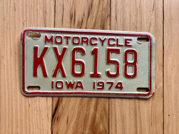 1974 Iowa Motorcycle License Plate