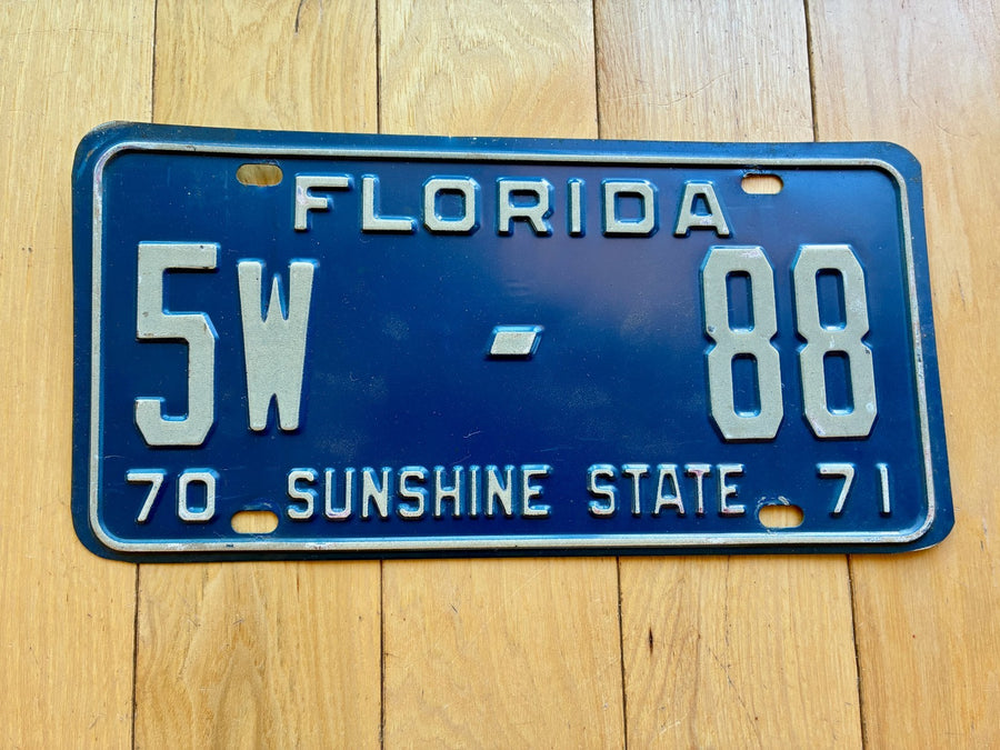 1970 1971 Florida License Plate - Not YOM Clear