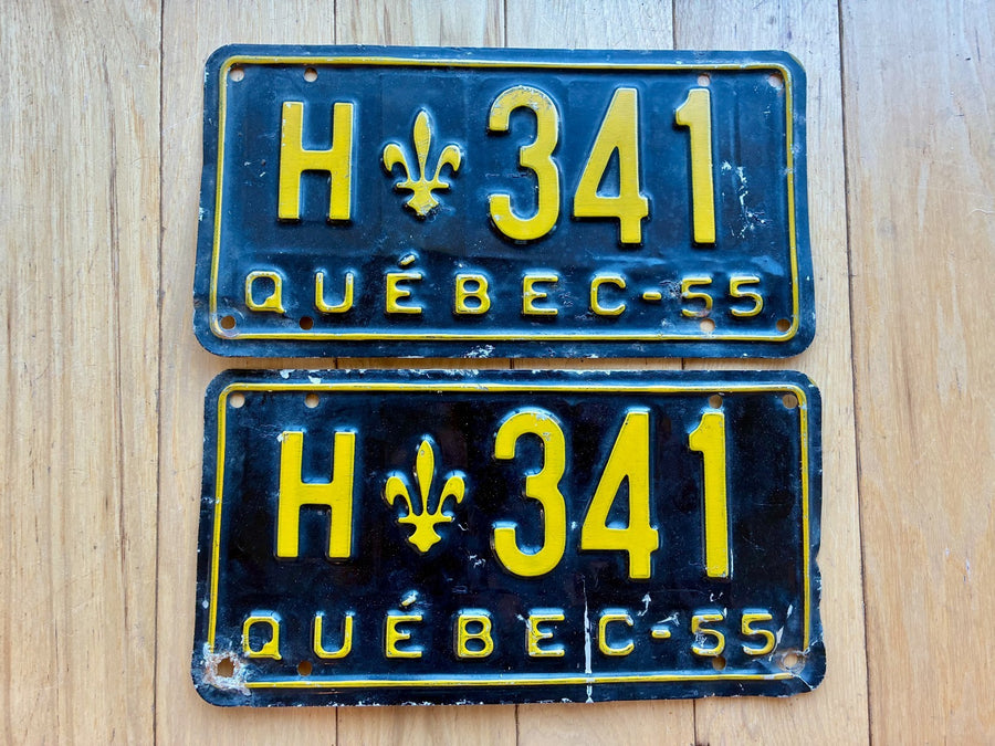 1955 Pair of Quebec Ambulance/Hearse License Plates