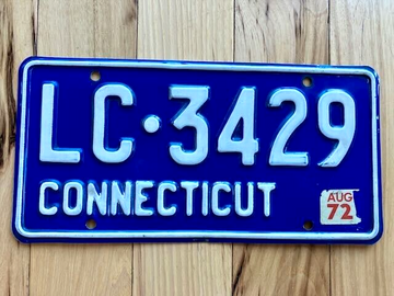 1972 Connecticut License Plate