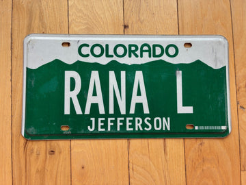 2019 Colorado Vanity License Plate - RANA L