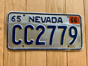 1965 Nevada License Plate W/ 1966 Tab