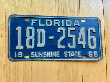 1966 Florida License Plate - Numbers YOM Clear