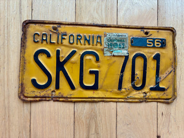 1956 California License Plate W/ 1962 Tab