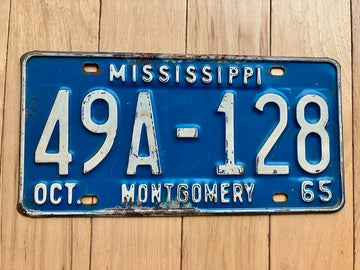 1965 Mississippi Montgomery County License Plate