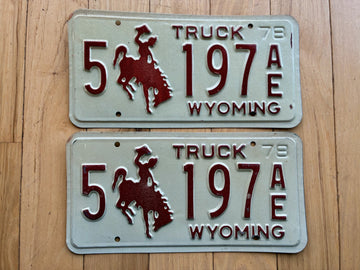 1978 Pair of Wyoming Truck License Plates
